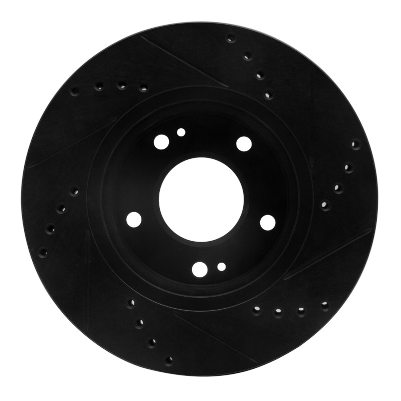 Hyundai Santa Fe Brake Rotor (1) - Front Left - R1 Concepts - Drilled & Slotted - Black - `01-`05